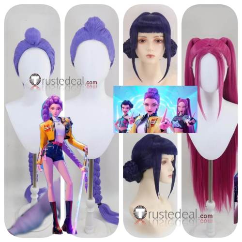 KPop Demon Hunters Film Rumi Mira Zoey Blue Black Pink Purple Styled Cosplay Wig