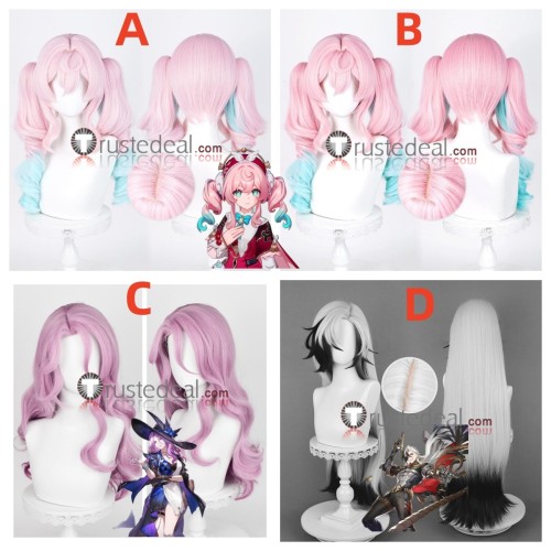 Honkai Star Rail HSR Hyacine Jade Boothill Pink Blue Black Silver Cosplay Wig