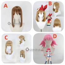Pokemon Trainer May Haruka Whitney Pink Brown Styled Cosplay Wig