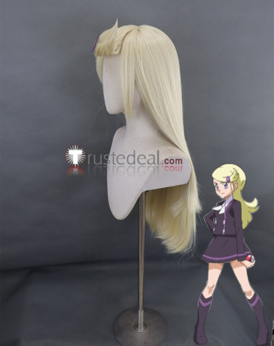 Pokemon the Series XY Ace Trainer Astrid Blonde Styled Cosplay Wig 70cm