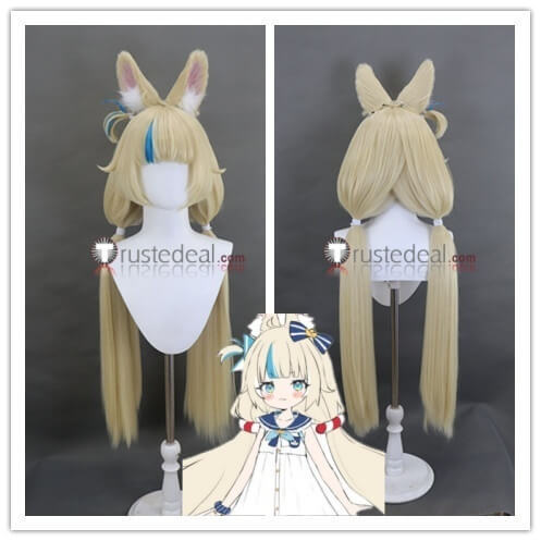 Virtual Youtubers VTuber Hololive Sameko Saba Blonde Blue Styled Cosplay Wig