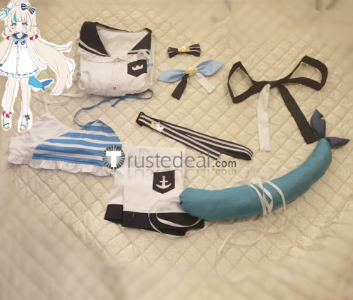 Virtual Youtubers VTuber Hololive Sameko Saba White Sailor Cosplay Costume