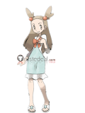 Pokemon Gold and Silver Diamond and Pearl Jasmine White Green Sundress Cosplay Costume