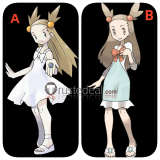 Pokemon Gold and Silver Diamond and Pearl Jasmine White Green Sundress Cosplay Costume