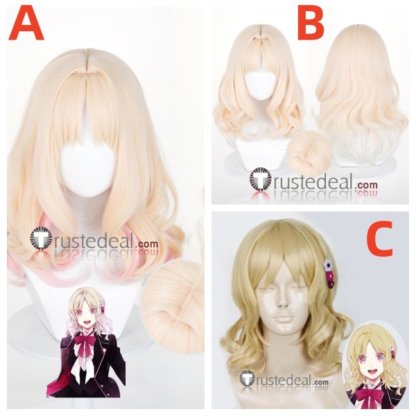 Diabolik Lovers Komori Yui Blonde Highlights Pink Cosplay Wigs