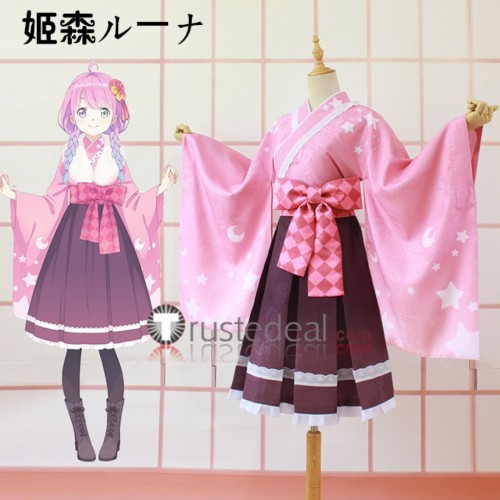 Vtuber Virtual YouTuber Hololive Himemori Luna Kimono Pink Cosplay Costume Custom Size