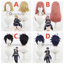 Tougen Anki Legend of the Cursed Blood Kuina Sazanami Homare Byobugaura Ikari Yaoroshi Shiki Ichinose Pink Black Blue Cosplay Wig