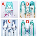 Vocaloid Miku Hatsune Magical Mirai Racing Snow Miku 2025 Blue Green Cosplay Wig