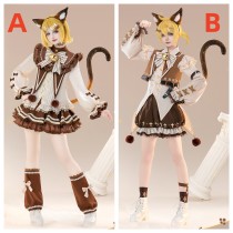 ChuShouMao Vocaloid Kagamine Rin Len Coffee Kitten Cafe Cat Cosplay Costume