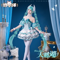 Vocaloid Miku Swan Lake White Blue Dress Cosplay Costume