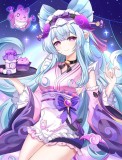 Genshin Impact Yumemizuki Mizuki Kimono Maid Purple Cosplay Costume