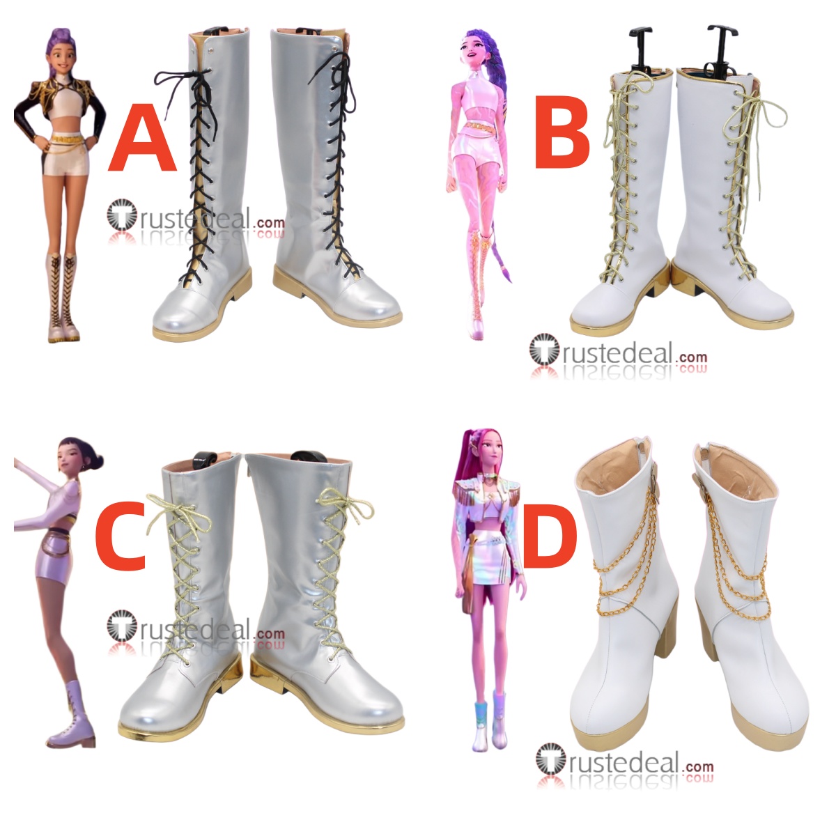 Waslary Hunters Bottes Adulte Anime Cosplay Bottes de Combat Cuir Femme Mira Zoey Rumi Costume Accessoires Chaussures Bottes, Rumi Noir, 35 EU