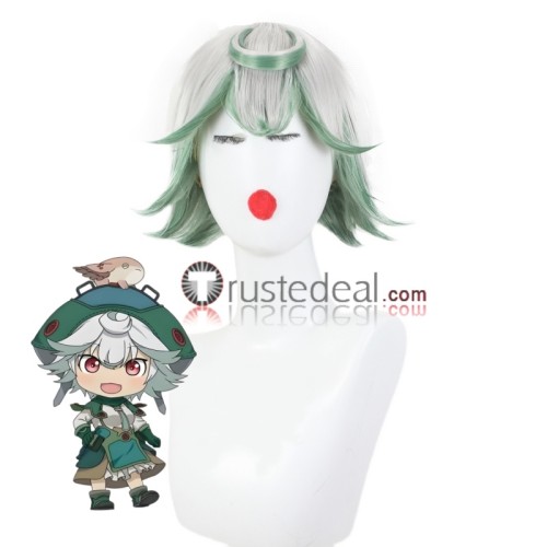 Made in Abyss Prushka Grey Green Highlights Styled Cosplay Wig