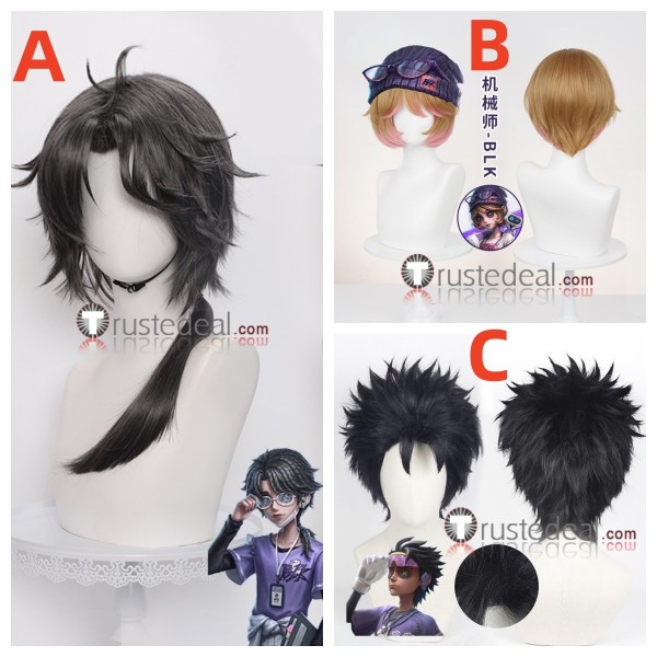 Identity V Team BLK GANJI Aesop Carl TRACY Black Grey Golden Cosplay Wigs