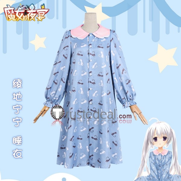 Sabbat of the Witch Ayachi Nene Pajama Blue Cosplay Costume