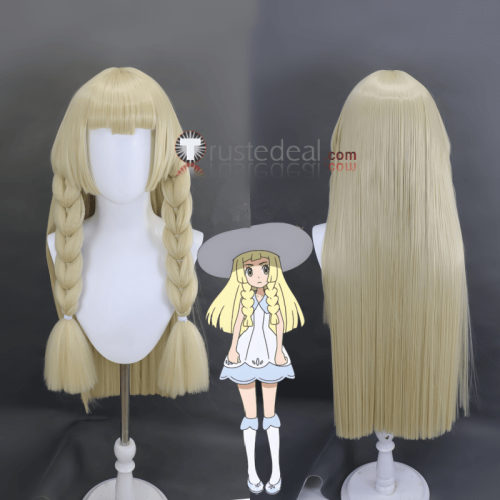 Pokemon Sun And Moon Lillie Lusamine Long Blonde Styled Cosplay Wig