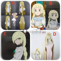Pokemon Sun And Moon Lillie Lusamine Long Blonde Styled Cosplay Wig