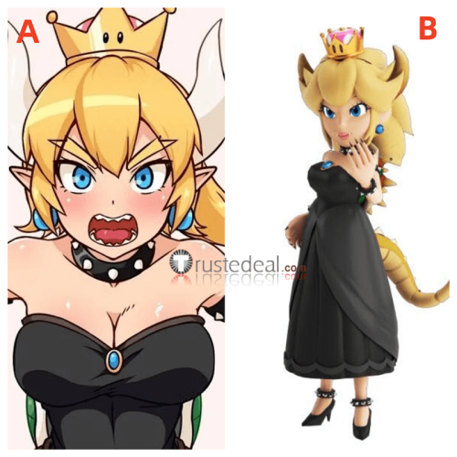 Super Mario Bros Bowsette Koppa Hime Princess Bowser Blonde Styled Ponytail Cosplay Wig