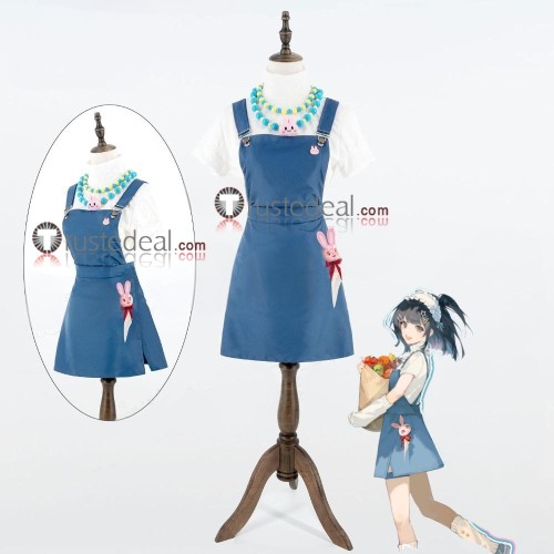 Link Click M.O.D PV MV Welcome Qiao Ling Maid Blue Cosplay Costume