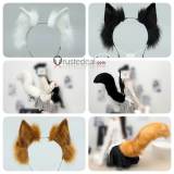 Anime Game Fox Brown Black White Blue Pink Red Purple Fluffy Tail Ears Cosplay Props Accessory