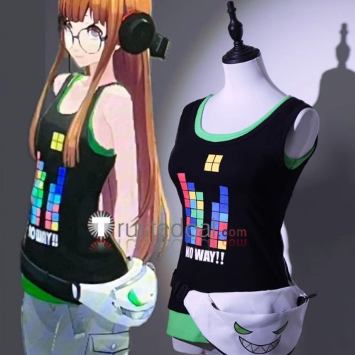 Persona 5 Dancing in Starlight Futaba Sakura Summer Shirt Black Cosplay Costume