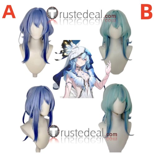 Wuthering Waves Black Shores Keeper The Shorekeeper Blue Green Styled Cosplay Wig