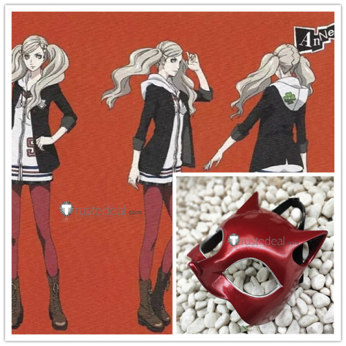 Persona5 Ann Takamaki Blonde Styled Wig Red Mask Cosplay Props Accessory