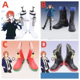 Ensemble Stars Knights Leo Tsukinaga Black White Red Cosplay Shoes Boots