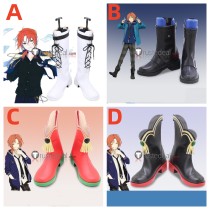 Ensemble Stars Knights Leo Tsukinaga Black White Red Cosplay Shoes Boots