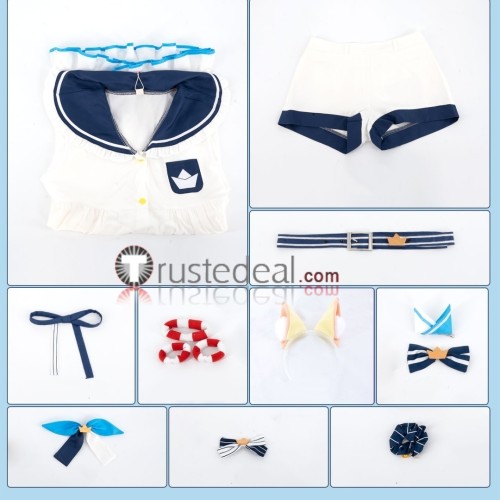Virtual Youtubers VTuber Hololive Sameko Saba White Sailor Cosplay Costume 2