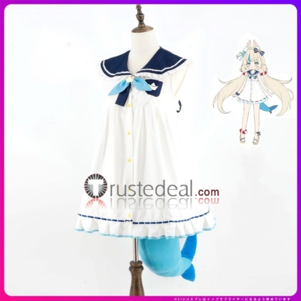 Virtual Youtubers VTuber Hololive Sameko Saba White Sailor Cosplay Costume 2