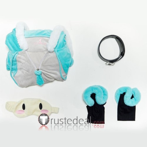 Vocaloid Miku Gijinka Cute Bunny Fluffy Hoodie Claw Blue Cosplay Costume