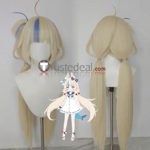 Virtual Youtubers VTuber Hololive Sameko Saba Blonde Blue Styled Cosplay Wig 2
