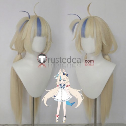 Virtual Youtubers VTuber Hololive Sameko Saba Blonde Blue Styled Cosplay Wig 2