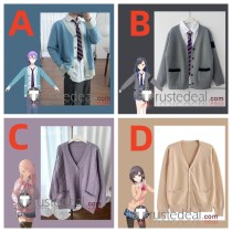 Project Sekai Colorful Stage PJSK Kamishiro Rui Shiraishi An Akiyama Mizuki Shinonome Ena Sweater Cardigan Blue Grey Purple Apricot Cosplay Costume