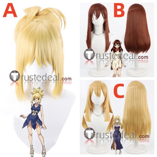 Dr. Stone Kohaku Ruri Yuzuriha Ogawa Golden Brown Cosplay Wigs