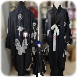 The Hundred Line Last Defense Academy Yugamu Omokage Casual Black Coat Kimono Cosplay Costume
