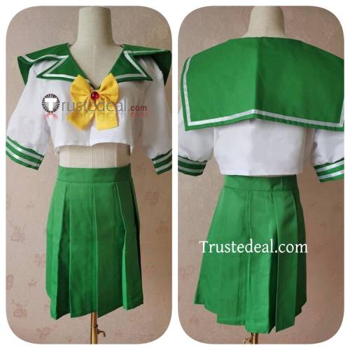 Queen's Blade Echidna Green White School Uniform Cosplay Costume