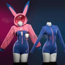 Overwatch D.Va DVA Bunny Bodysuit Blue Pink Cosplay Costume