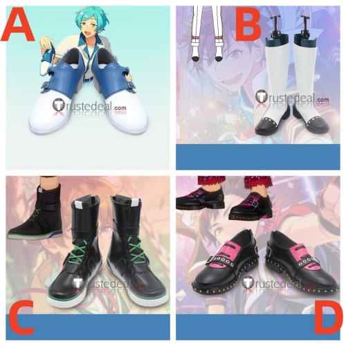 Ensemble Stars Ryuseitai Kanata Shinkai Chiaki Morisawa Tetora Nagumo Midori Takamine Black White Cosplay Shoes Boots