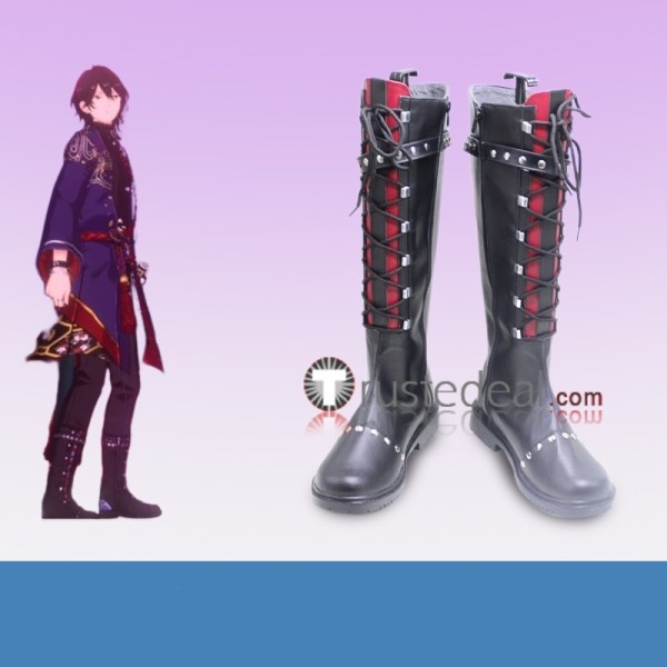 Ensemble Stars Undead Rei Sakuma Adonis Otogari Kaoru Hakaze Koga Ogami Black Cosplay Shoes Boots