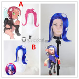 Splatoon 3 Shiver Hohojiro The Cold-Blooded Bandit Agent 8 Octoling Pink Blue White Styled Cosplay Wig