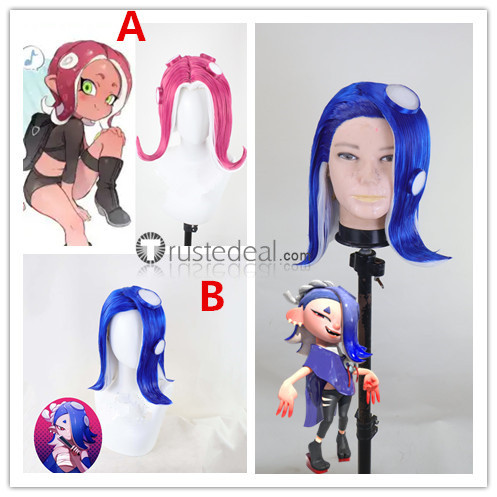 Splatoon 3 Shiver Hohojiro The Cold-Blooded Bandit Agent 8 Octoling Pink Blue White Styled Cosplay Wig