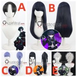 The Hundred Line Last Defense Academy Gaku Maruko Hiruko Shizuhara Moko Mojiro Takemaru Yakushiji Black Blue Grey Cosplay Wig