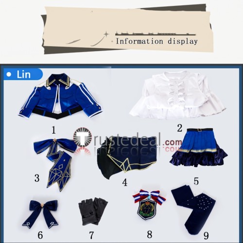 Girls Band Cry Diamond Dust Ai Rin Hina Nana Performance Blue Cosplay Costume