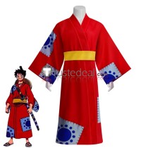 One Piece Wano Country Luffy Red Cosplay Costume
