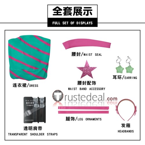 Winx Club Stella Casual Outfit Daily Green Dress Cosplay Costume