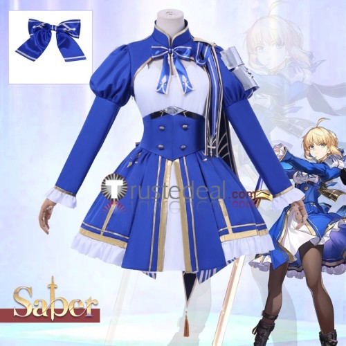 Honkai Star Rail Fate Stay Night Collaboration Saber Blue Dress Cosplay Costume