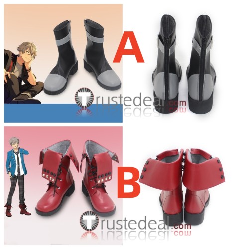 Ensemble Stars Undead Koga Ogami Black Red Cosplay Shoes Boots