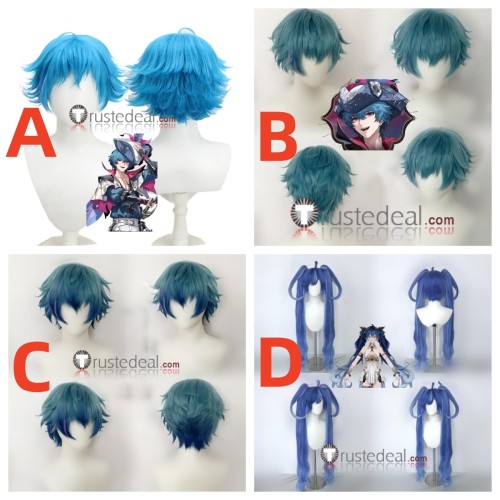 Wuthering Waves Brant Iuno Blue Highlights Styled Cosplay Wigs